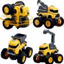 Construction Truck Toys - 4 Pack Excavator, Mixer, Crane, Dump Trucks Push and Go Friction Powered Cars Monster Trucks Vehicles Playset Kids Birthday Party Favors Gifts for 3+ Year Old Boys Girls
