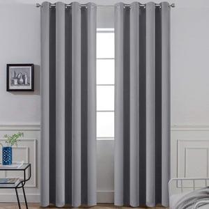 Yakamok Room Darkening Gray Blackout Curtains 84 Inch Long Light Blocking Thermal Insulated Window Treatment Grommet Drapes for Bedroom Living Room, 52W x 84L, Grey Curtains, 2 Panels