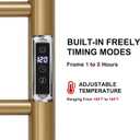 Heated Towel Racks for Bathroom, Wall Mounted Electric Towel Warmer Racks with Timer & Temperature Control, 6 Bar Stainless Steel Towel Heater for Bathroom, Brushed Gold, Plug-in