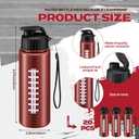 Mifoci 20 Pieces Sports Water Bottle Bulk 17 oz Reusable Plastic Biking Water Bottle Tumbler Adults Reusable Large Bottles with Leak Proof Flip Top for Party Outdoor (Football,Red)