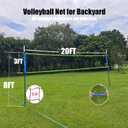 Outdoor Portable Volleyball Net System - Adjustable Height Poles with Soft Volleyball Ball, Pump, Hammer, Boundary Line, and Carry Bag for Backyard, Beach, Lawn