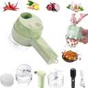 4 in 1 Handheld Electric Vegetable Cutter Set, Multifunctional Mini Electric Grinder Garlic Mud Masher Chopper, Portable Food Processor with Brush, for Garlic Chili Onion Ginger Celery Meat