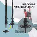 Aluminum Trekking Poles - Quick Adjustable Locks, Comfort Handle, Padded Strap, Snow Baskets - Walking Sticks Suitable for Hiking, Walking (Black)