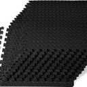 ProsourceFit Exercise Puzzle Mat ½-inch, EVA Interlocking Foam Floor Tiles for Home Gym, Workout Equipment, Kids Play Areas, Black, 48 SQ FT - 12 Tiles