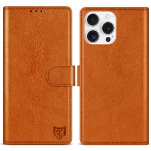 ZZXX for iPhone 16 Pro Wallet Case with [RFID Blocking] Card Slot Kickstand Magnetic Closure Leather Flip Fold Protective Phone Case for iPhone 16 Pro Case Wallet(Brown-6.3 inch)