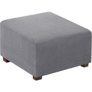 Flamingo P Stretch Ottoman Cover Square Ottoman Slipcovers Furniture Protector Folding Storage Stool Furniture Protector Soft Slipcover with Elastic Bottom (Small Size - Dove)