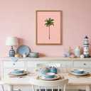 Framed Palm Tree Canvas Wall Art,Pink Background Tropical Palm Painting Picture Wall Decor,Girl Beach Poster Print Artwork,for Bedroom Living Room Girls Room Home Decoration 8x10inch