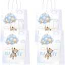 24Pcs Bear Baby Shower Gift Bags Bear Baby Shower Party Supplies We Can Bearly Wait Theme Party Goodie Bags Brown Coffee Blue Treat Bags for Baby Shower Party Decorations