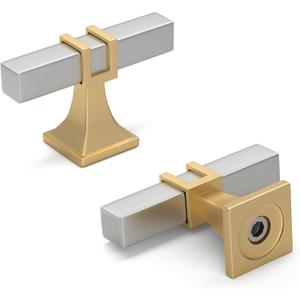 homdiy 24 Pack Cabinet Knobs Brushed Nickel and Gold Drawer Knobs Silver and Gold Drawer Hardware Brushed Nickel Kitchen Cabinet Hardware (single hole knob)