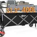 PORTAL 51.2" Long Wagons Carts Foldable with Brakes, Large Foldable Wagon with Cargo Net, Side Pocket, Cup Holders, 350 LBs Heavy Duty Utility Grocery Wagons for Sports, Camping (Black)
