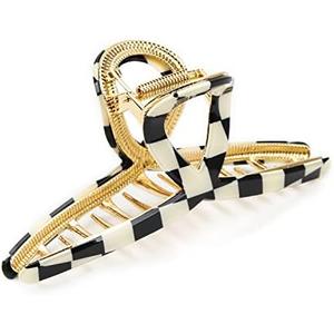 FAELBATY Hair Clip, Acetate Metal Claw Clip for Women, Strong Hold Claw for Heavy Hair, Checkerboard Pattern, 4.5" Jaw Clamp, Large Hair Accessories for Long Thick Hair