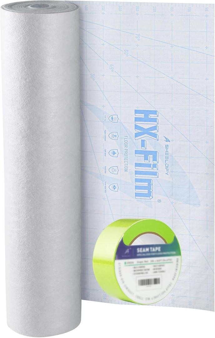 39"x100' Heavy-Duty Floor Protection | Construction Grade Carpet Protector | Drop Cloth Plastic Film for Hardwood Floors | Waterproof Painters Covering with No Residue(Ice Blue)