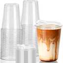 25 Set Clear Plastic Cups with Sip Lids, 16oz Disposable Plastic Iced Coffee Cups with Lids, Round Bottom To Go Iced Coffee Cups with Lid for Coffee, Juice, Cold Drinks, Latte