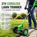 Cordless Weed Wacker with 2 Batteries, Lightweight 21V Weed Trimmer with Wheels, Electric Grass Trimmer, Adjustable Shaft Lawn Tool for Small Yard Tight Spaces