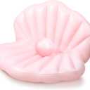 55 Inch Pool Float Inflatable Adult Seashell Float with Pearl Ball Cute Pool Lounge Chairs for Women Summer Beach Ocean Birthday Theme Party Favors