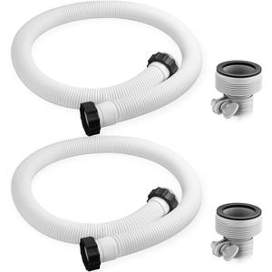 Jadive 2 Pcs Upgrade 1.5" x 59" Pool Hose for Above Ground Pools Pool Pump Replacement Kit Pump Filter Accessories with 2 Type B Hose Adapters, (White)