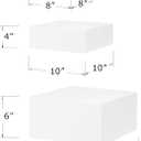 Red Co. Set of 3 (12", 10", 8") Square Cube Acrylic Display Nesting Risers with Hollow Bottoms, White