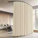 Room Divider Curtains with Ceiling Curtain Track Set Window Curtain for Bedroom,Living Room Total Blackout Thermal Insulated Privacy Ceiling Track Curtain W 12 H 9 FT Beige drape&Black track