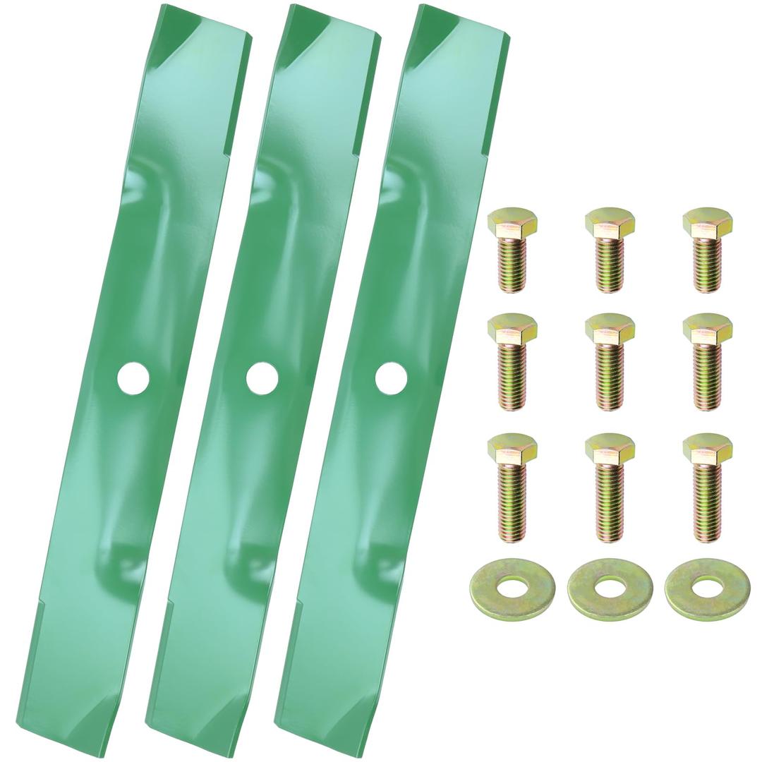 Lawneagle UC22010 Mower Blades with Blade Bolts & Washers for John Deere Z425 Z325E GX255 GX325 GX335 GX345 GX355 X320 X340 X360 X380 Decks Replaces John Deere 54 inch Mower Blades UC22010 M143520