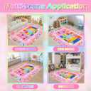 BATATADOCE Alphabet Rugs for Kids Playroom - Cartoon Kids Bedroom Rug Play Mat for Learning Alphabet,Numbers,Animal,Colors,Season,Cute Classroom Rug for Children Girls Bedroom Decor,Pink,4x6 Feet