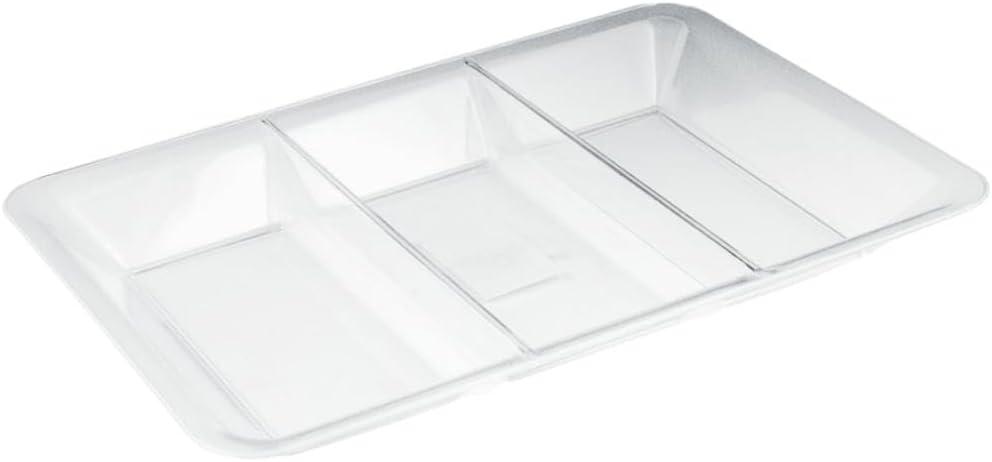 Elegant Clear Sovereign Sectional Plastic Tray, 9.5" x 14" (1 Pc) - Durable, Reusable and Sophisticated Design, Perfect for Serving, Entertaining & Display