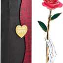 Gold Rose 24K Plated Gold Dipped Rose, Forever Preserved Rose Flowers with Stand,Romantic Gift for Valentine's Day and Mothers Day, Anniversary, Birthday,Gifts for Her,Wife,Girlfriend