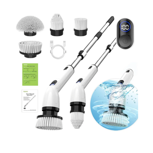 TUYU Electric Spin Scrubber, Full-Body IPX7 Waterproof Bathroom Scrubber with Power LCD Display, Adjustable Extension Handle, Cordless Shower Cleaner Brush for Bathtub Kitchen Wall Cleaning