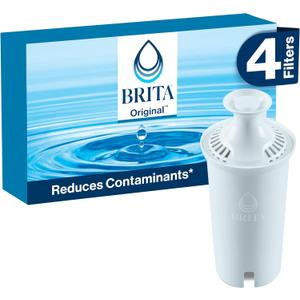 Brita Standard Water Filter for Pitchers and Dispensers, BPA-Free, Reduces Copper, Cadmium, and Mercury Impurities, Lasts Two Months or 40 Gallons, Includes 4 Filters for Pitchers