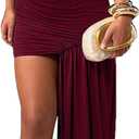 Kwunbwa Women's Sleeveless Ruched Maxi Dress Sexy Irregular Bodycon Casual Elegant Club Party Cocktail Long Dresses (Medium, Wine)