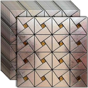 10 Sheets Peel and Stick Backsplash Tile, Self-Adhesive Mosaic Tile, Stick on Kitchen, Bathroom Vanities, Fireplace Dcor, Laundry Table (10, Bronze Relief+Coffee Diamond)