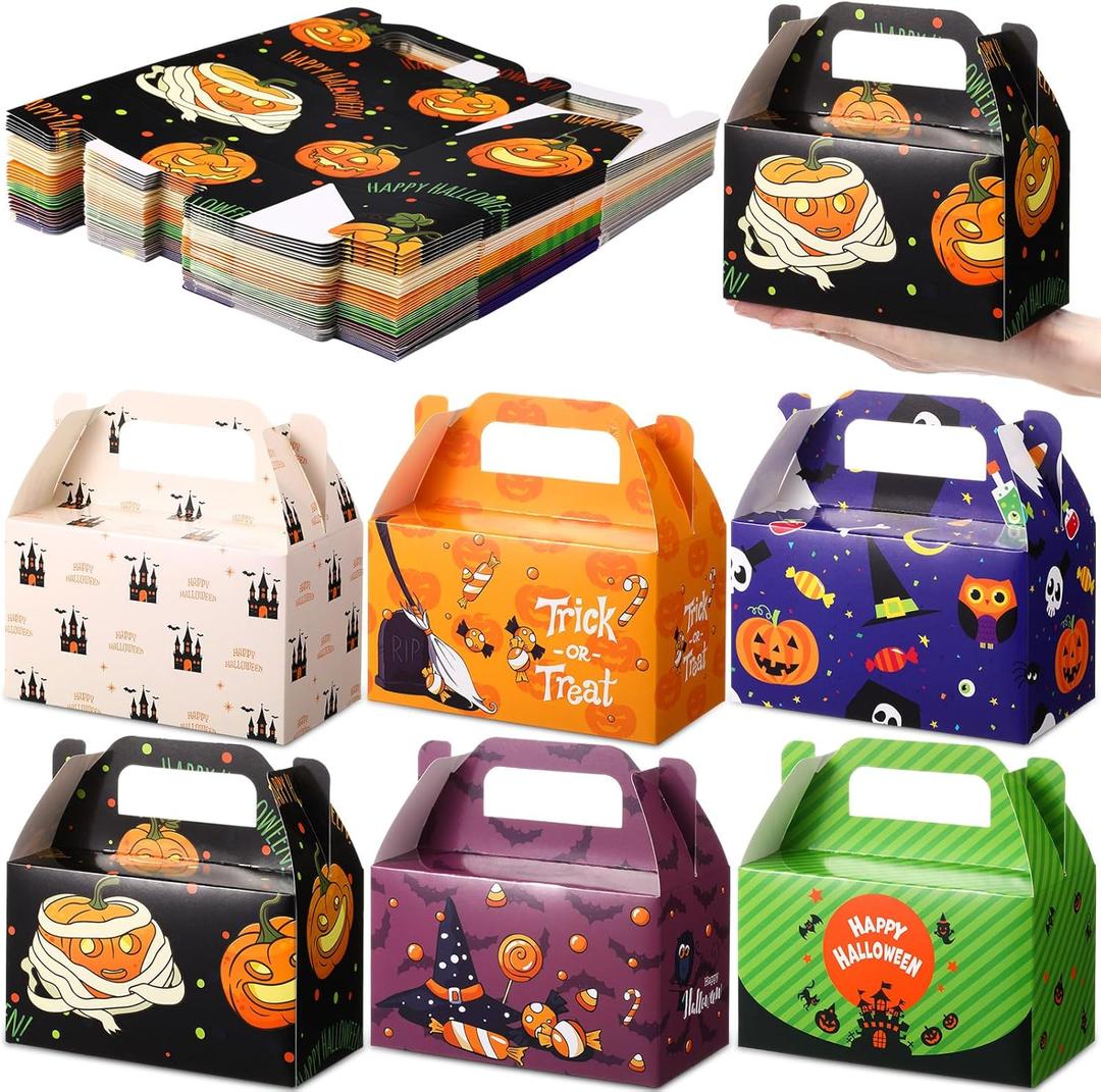 Zhanmai 36 Pack Halloween Treat Goodie Boxes Halloween Ghost Cookie Container Cupcake Snack Box with Handle Party Favor (as pictures shown)