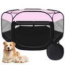 Dog Cat Playpen,Portable Pet Puppy Playpen,Rabbit Puppy Dog Play Pen for Indoors,Dogs Tent for Indoor Cats,Kitten Playpen,Collapsible Small Cats Crate Cage for Small Dogs with Carrying Case(Pink, M)