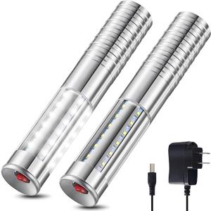 Civaner 2 Pcs Upgrade Bottle Service Lights LED Strobe Baton Bottle Girl Lights Rechargeable Handheld Flashing Club Signs for Birthday Wedding Party (Silver,White Light)