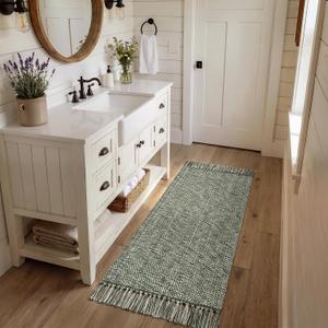 Collive Sage Green Bathroom Runner Rug, Machine Washable Kitchen Rugs
2'x5' Boho Hand-Woven Entryway Rugs Runners for Hallway, Modern Farmhouse Laundry Carpet Indoor Front Door Mat for Bedroom