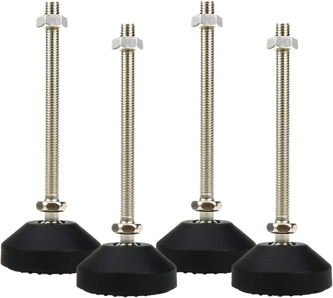 LC LICTOP M8x100mm Leveling Feet 4Pcs, 4.8 Inch Height & 880 lb Capacity, Heavy Duty Adjustable Swivel Furniture Glides, Threaded Rubber Feet Levelers for Table, Shelves, Workbench, Cabinet, Machine (Black)