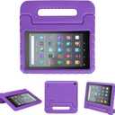Kids Case for Fire 7 Inch Tablet 9th/7th/5th Generation Tablet (2019/2017/2015 Release) Kid-Proof & Shockproof Case Sturdy Soft Durable EVA Protective Cover with Convenient Handle, Purple