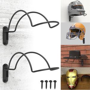 2 PCS Wall Mounted Helmet Rack Roma Helmet Holder Hook Multifunctionnal Metal Rack for Hats Mask Wall Mount Bracket Storage Display Rack with Screws for Equestrian Motorcycle Baseball Rugby Helmetet