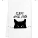 Funny Bathroom Hand Towels Kitchen Towels Bathroom Black Cat Dish Towels Your Butt Napkins My Lady for Bath Bar Dining Room Decor and Housewarming Gift 16x24 Inch