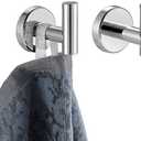 JQK Chrome Bathroom Towel Hook, 304 Stainless Steel Coat Robe Clothes Hook for Bathroom Kitchen Garage Wall Mounted (Pack of 2), TH100-CH-P2