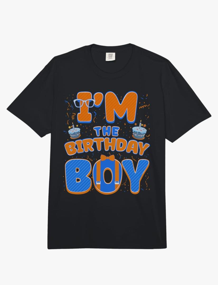 Cute I’m The Birthday Boy Matching Blue Orange Party Comfort Colors Kids T-Shirt, XS Size