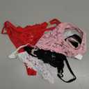 G-String Thongs for Women Sexy Lace T Back Underwear Low Rise No Show Cheeky Panties (Medium, #2 4pack Black/White/Pink/Red)