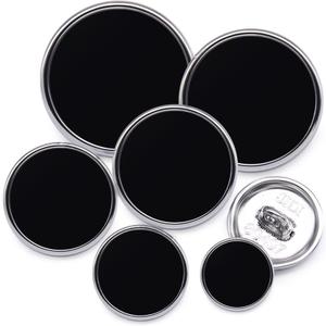 SEMINI 36 Pieces Mixed 6 Sizes Metal Button Alloy Shank Button Round Shaped Sewing Button for Women Men Suit Woolen Coat Shirt Trousers Sewing Crafts (Style169 Silver Black)