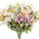 6 Bundles Wildflowers Artificial Flowers Outdoor Fake Daisy UV Resistant Silk Wild Flower Bouquets Bulk Faux Plants Plastic Greenery for Decoration vase Floral Arrangements Home Dcor