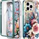 Cute Flower Case for iPhone 16 Pro Max 6.7 inch Built with Screen Protector, Lightweight and Stylish Full Body Shockproof Protective Rugged TPU Case for Women/Girls-Camellia