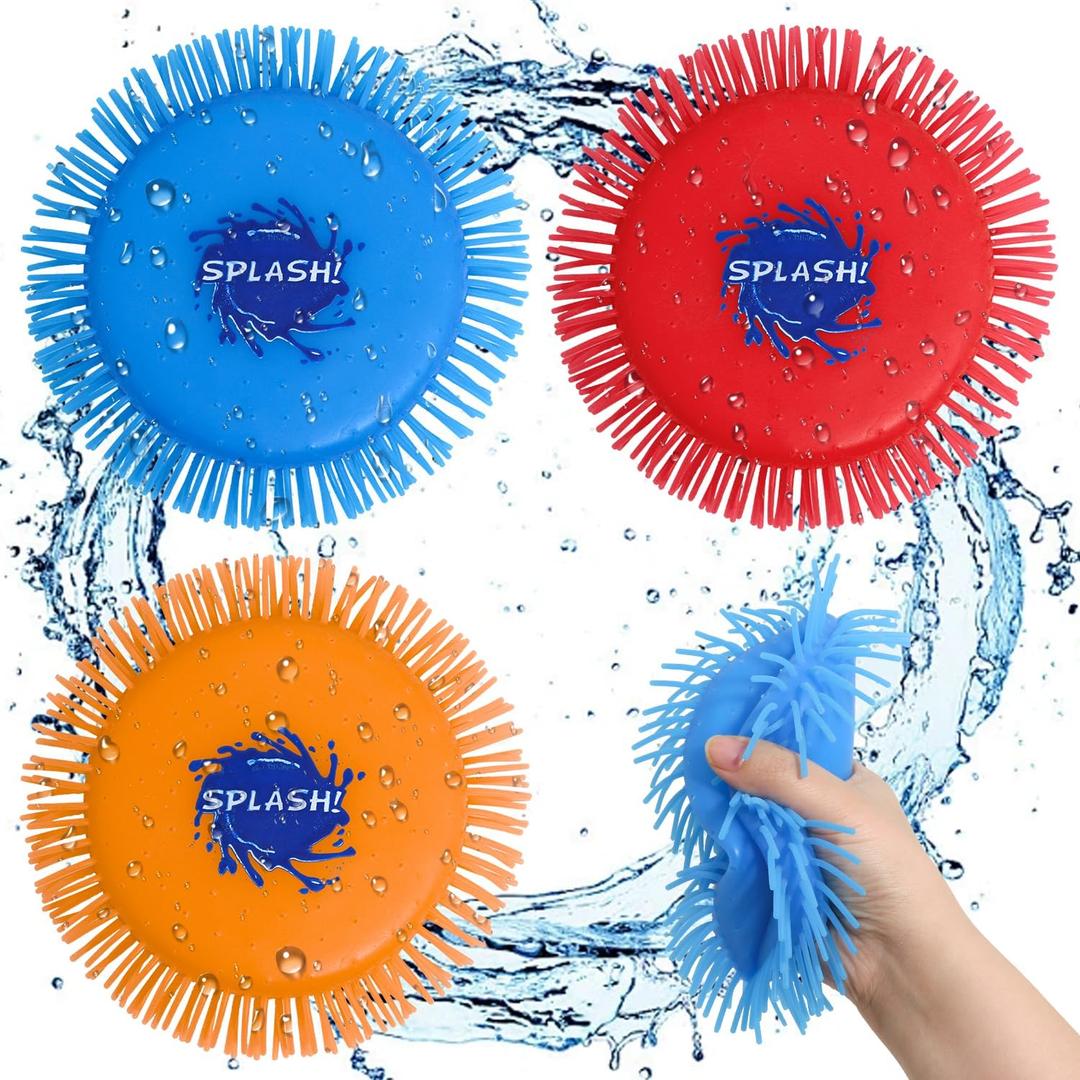 3Pcs Splash Water Flying Discs, Kids Water Splash Toy, Beach Flying Disc Pool Toy, Soft Water Game Disc Outdoor Summer Beach Toys and Swimming Pool Toys for Kids and Adults