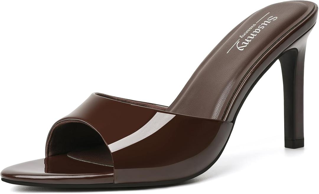 Susanny Women's Sandals Heels Mule High Heels Pointed Open Toe Sandals Sexy Slip on Heeled Summer Casual Wedding Prom Party Comfortable Dressy Shoes,size 8