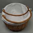 Large Wicker Picnic Basket with Handles,Handle Sturdy Woven Body with Removable and Washable Lining,Outdoor Camping,Gift Packing,Garden Picking, Storage.White