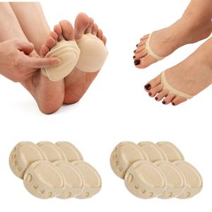 Flammi 6 Pairs Women's Toe Cover with Padding Toe Topper Liner Socks Non-Skid Bottom