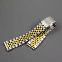 flat end 18mm 19mm 20mm jubilee with double button buckle stainless steel watch bracelet fit for rlx skx watch (2 tone gold)