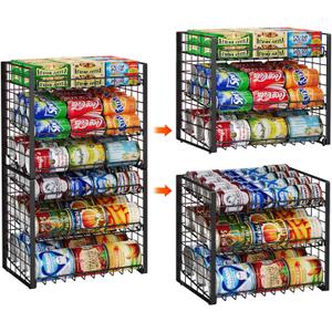 JKsmart 3-Tier Stackable Can Rack Organizer for Pantry, Adjustable Can Storage Holder for Various Ounces of Canned food Soda Drinks, Can Dispenser for Kitchen Cupboard Cabinet, 2 Pack
